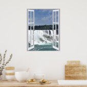 Poster Belle Cascade Faux Fenêtre Vue (Cuisine)