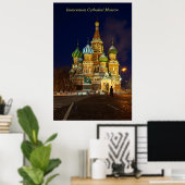 Poster Belle cathédrale Intercession Moscou à la nuit (Bureau à domicile)