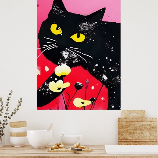 Poster Belle Chat Noir (Cuisine)