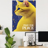 Poster Belle chatte jaune aux yeux bleus - ukraine (Bureau à domicile)