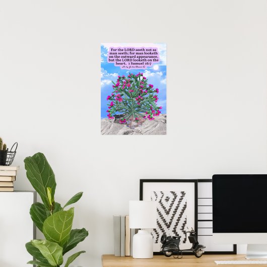 Poster Belle Cholla Cactus Écriture 1 Samuel 16:7 (Bureau à domicile)