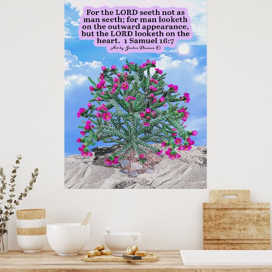 Poster Belle Cholla Cactus Écriture 1 Samuel 16:7 (Cuisine)
