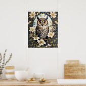 Poster Belle Chouette Et Fleurs De Jasmin (Cuisine)