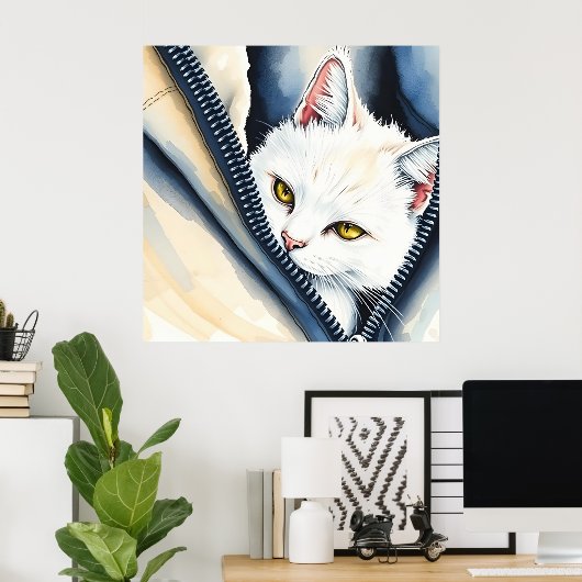Poster Belle collection de chats d'aquarelle moderne mign (Bureau à domicile)