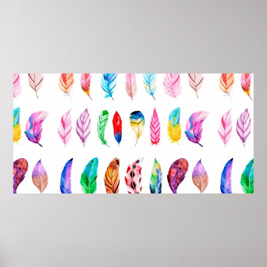 Poster Belle collection de plumes à l'aquarelle (Devant)