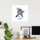 Poster Belle colombe du matin perchée sur une branche d'a (Bureau à domicile)
