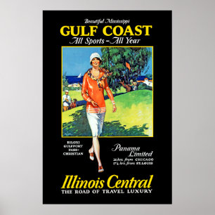Poster Belle Côte du Golfe de ~ du Mississippi