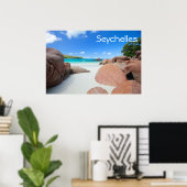 Poster Belle côte rocheuse aux Seychelles (Bureau à domicile)