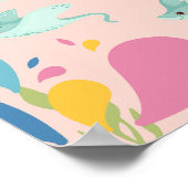 Poster Belle couleur bleu stingray dans l'océan rose, (Coin)