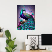 Poster Belle couleur Peacock Paon Bird faune (Bureau à domicile)