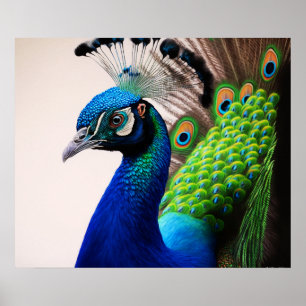 Poster Belle couleur Peacock Paon Bird Faune P