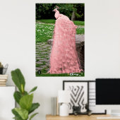 Poster Belle couleur rose plumes Peacock Bird (Bureau à domicile)