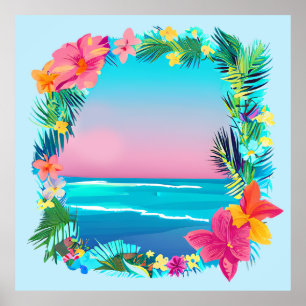 Poster Belle couronne florale tropicale