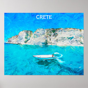 Poster Belle Crète Grèce Ocean Peinture