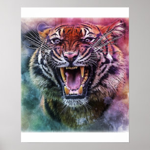 Poster Belle croissance Tigre Bengale Tigre photo visage