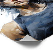 Poster Belle Croquis Portrait De Femme Bodybuilder (Coin)