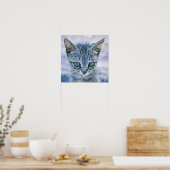 Poster Belle Cute Grey Tabby Kitten Aquarelle Art (Cuisine)