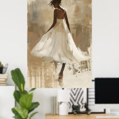 Poster Belle Dame en Robe Blanche Art esthétique Mur (Bureau à domicile)