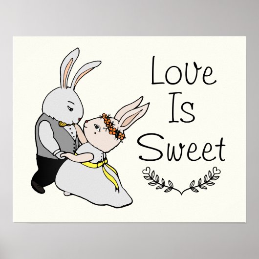 Poster Belle Danse Amour Bunnies | L'amour est Mariage (Devant)