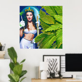 Poster Belle déesse cosmique hors du monde (Bureau à domicile)