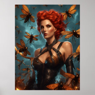 Poster Belle déesse d'abeilles femme