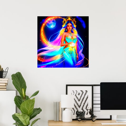 Poster Belle déesse de lune (Bureau à domicile)