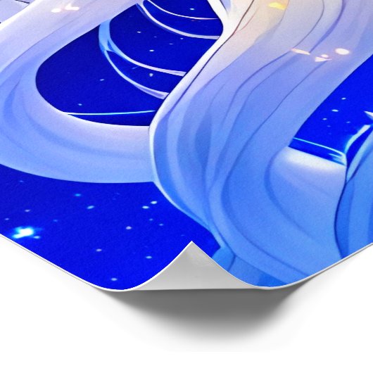 Poster Belle déesse de lune aux cheveux blancs (Coin)