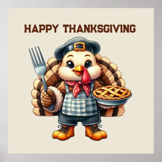 Poster Belle dinde de Bon thanksgiving (Devant)