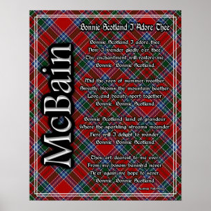 Poster Belle Écosse je t'adore tartan du clan McBain