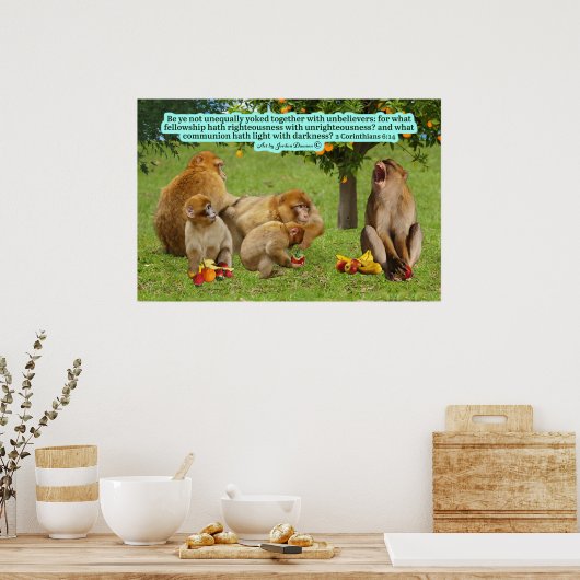 Poster Belle Écriture de singe 2 Corinthiens 6:14 (Cuisine)