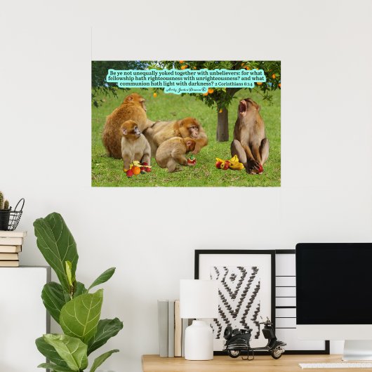 Poster Belle Écriture de singe 2 Corinthiens 6:14 (Bureau à domicile)