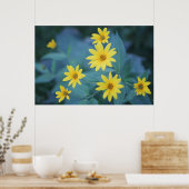 Poster Belle Elégante Fleurs Jaunes Sunchoke Daisy (Cuisine)