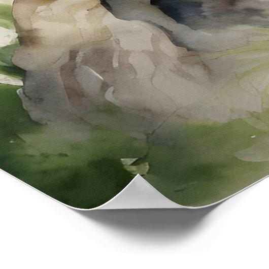 Poster Belle Elégante Peacock Bleu Vert Art (Coin)