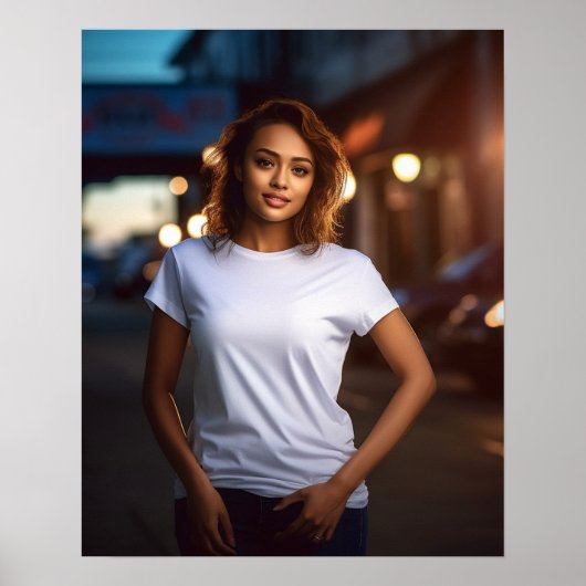 Poster Belle et belle femme aux cheveux frisés modèle (Devant)