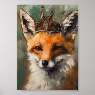 Poster Belle Fairytale Renard rouge dans une couronne
