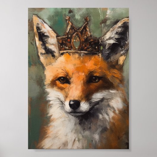 Poster Belle Fairytale Renard rouge dans une couronne (Devant)