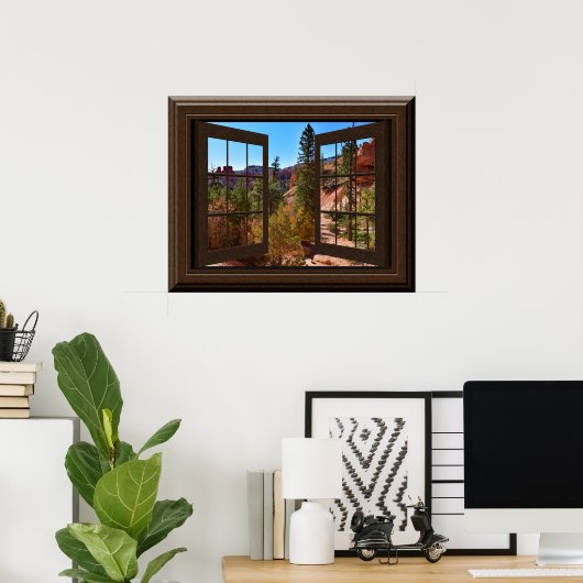 Poster Belle Fake Window Vue Automne Bryce Canyon (Bureau à domicile)