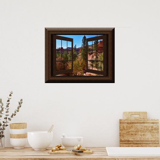 Poster Belle Fake Window Vue Automne Bryce Canyon (Cuisine)