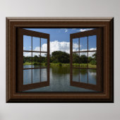Poster Belle Fake Window Vue Lac Trees Paysage (Devant)