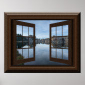 Poster Belle Fake Window Vue Lac Trees Paysage (Devant)