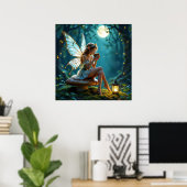 Poster Belle Fée Boire Café Enchanted Forêt (Bureau à domicile)