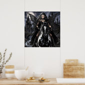 Poster Belle Fée Gothique sur Cheval Noir (Cuisine)