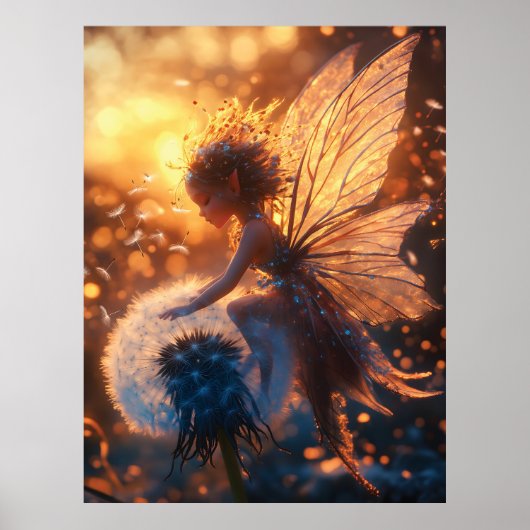 Poster Belle fée solaire avec Dandelion (Devant)