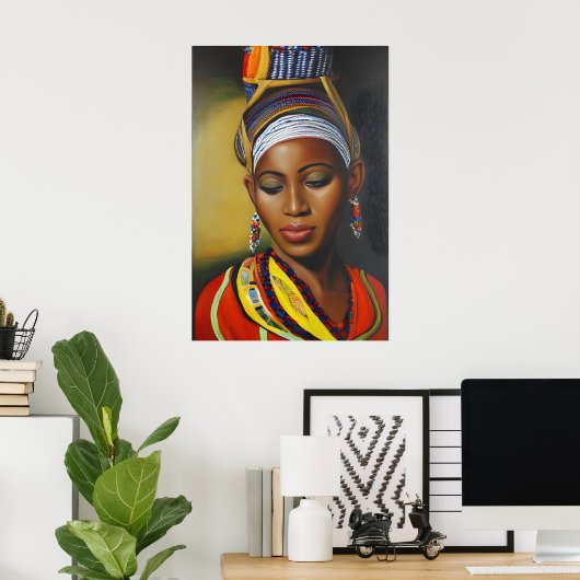 Poster Belle femme africaine (Bureau à domicile)