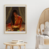 Poster Belle femme Art numérique indien Portrait Saree