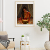 Poster Belle femme Art numérique indien Portrait Saree