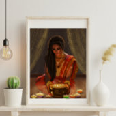Poster Belle femme Art numérique indien Portrait Saree