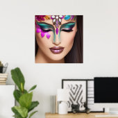 Poster Belle femme avec maquillage visage bijoux (Bureau à domicile)