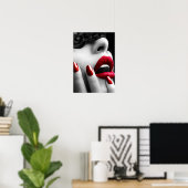 Poster Belle Femme Avec Masque De Dentelle Noire (Bureau à domicile)