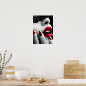 Poster Belle Femme Avec Masque De Dentelle Noire (Cuisine)